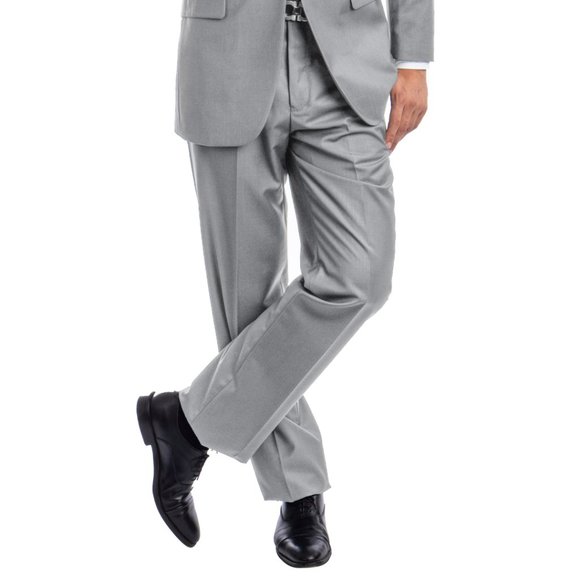 Mens 2pc Modern Fit Suit Notch Lapel, Light Grey - Picture 2 of 3